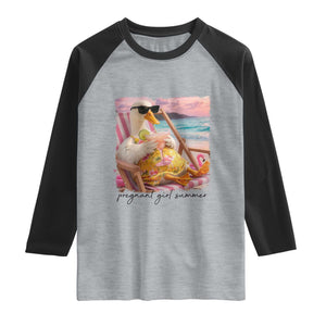 Pregnant Girl Summer Goose Mom Raglan Shirt Funny Pregnancy Announcement TS14 Heather Gray Black Print Your Wear
