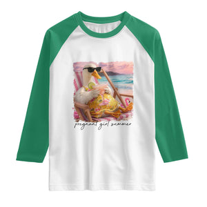 Pregnant Girl Summer Goose Mom Raglan Shirt Funny Pregnancy Announcement TS14 White Kelly Green Print Your Wear