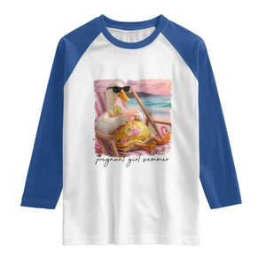 Pregnant Girl Summer Goose Mom Raglan Shirt Funny Pregnancy Announcement TS14 White Royal Print Your Wear