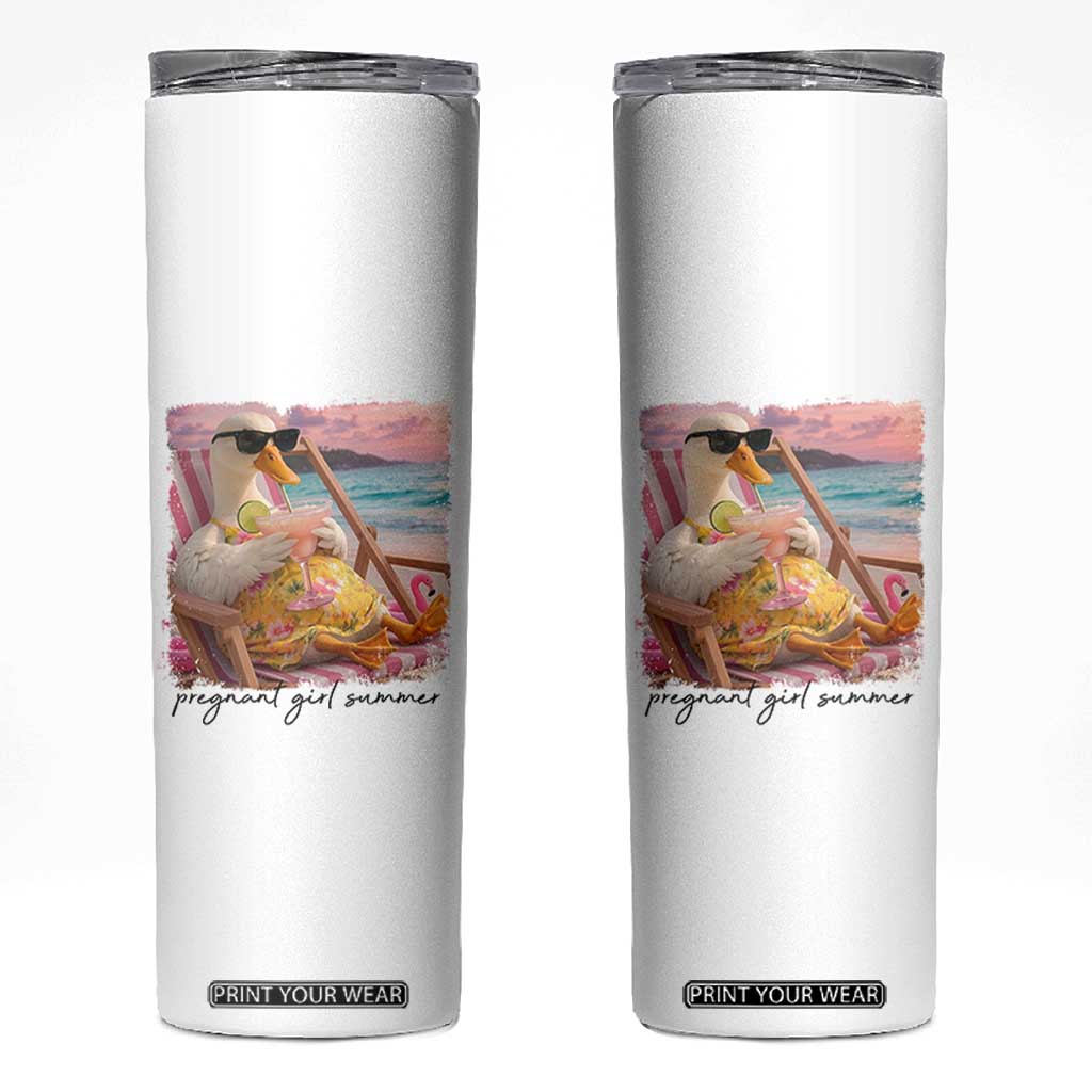 Pregnant Girl Summer Goose Mom Skinny Tumbler Funny Pregnancy Announcement TS14 White Print Your Wear
