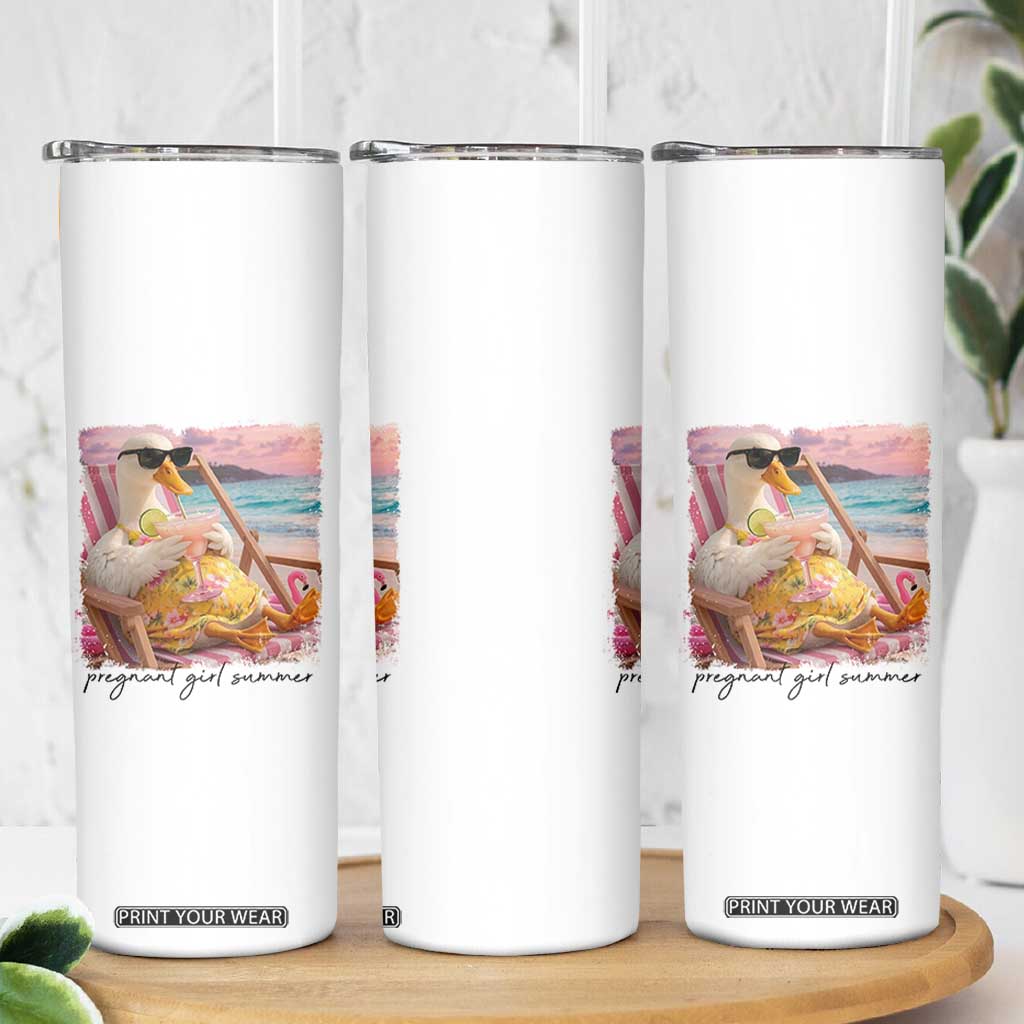 Pregnant Girl Summer Goose Mom Skinny Tumbler Funny Pregnancy Announcement TS14 Print Your Wear