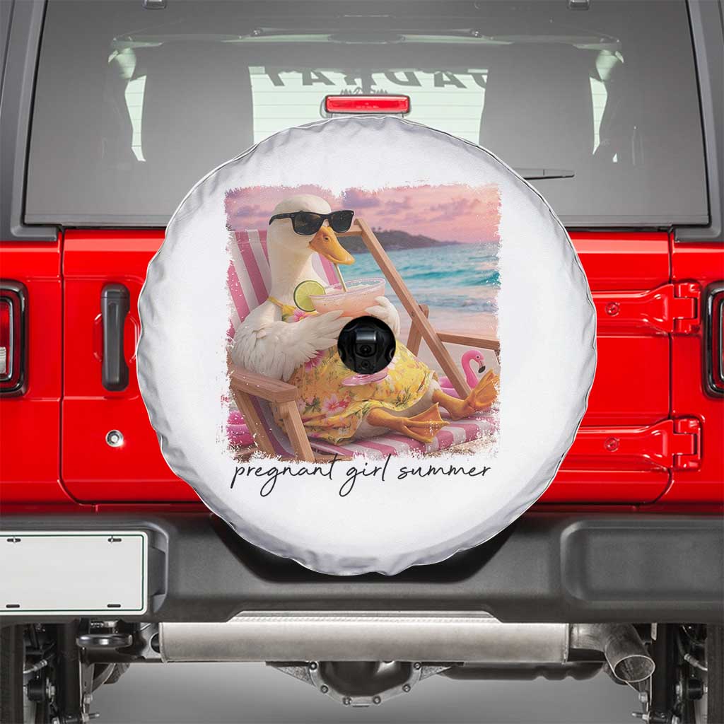 Pregnant Girl Summer Goose Mom Spare Tire Cover Funny Pregnancy Announcement TS14 White Print Your Wear