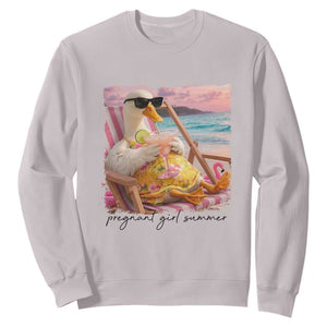 Pregnant Girl Summer Goose Mom Sweatshirt Funny Pregnancy Announcement TS14 Ice Gray Print Your Wear