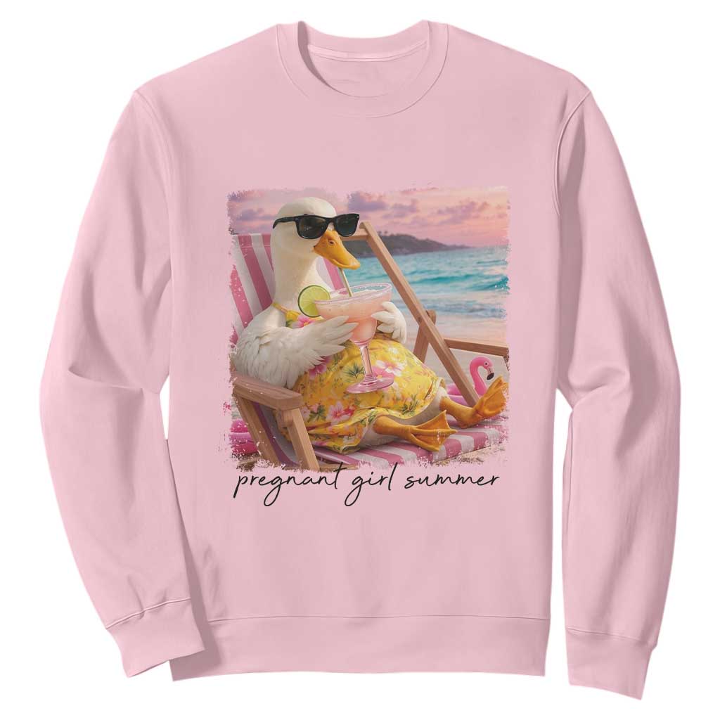 Pregnant Girl Summer Goose Mom Sweatshirt Funny Pregnancy Announcement TS14 Light Pink Print Your Wear