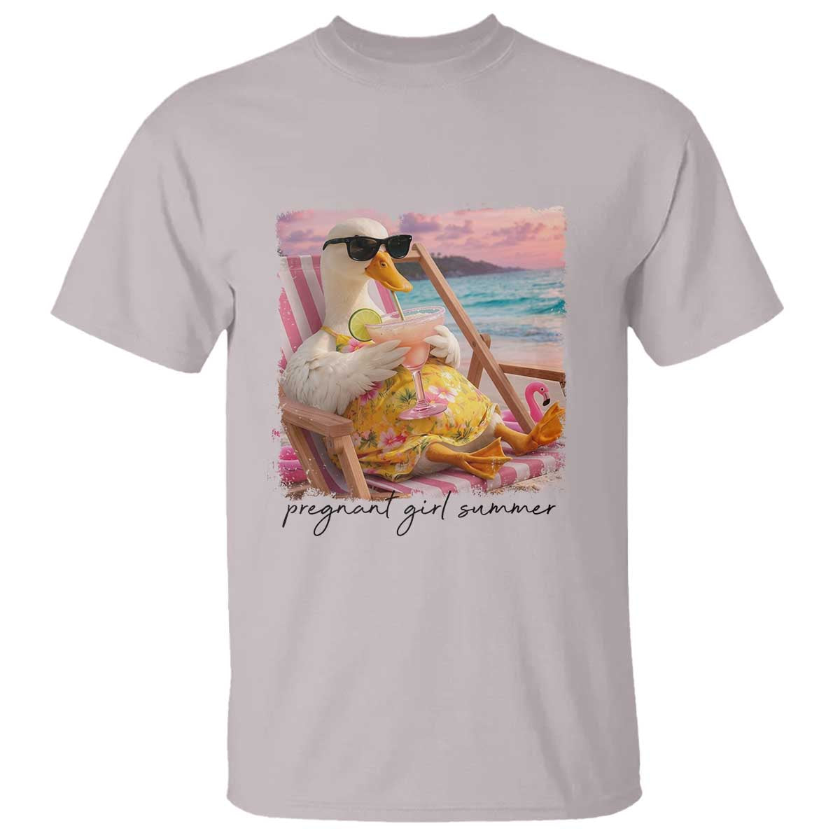 Pregnant Girl Summer Goose Mom T Shirt Funny Pregnancy Announcement TS14 Ice Gray Print Your Wear