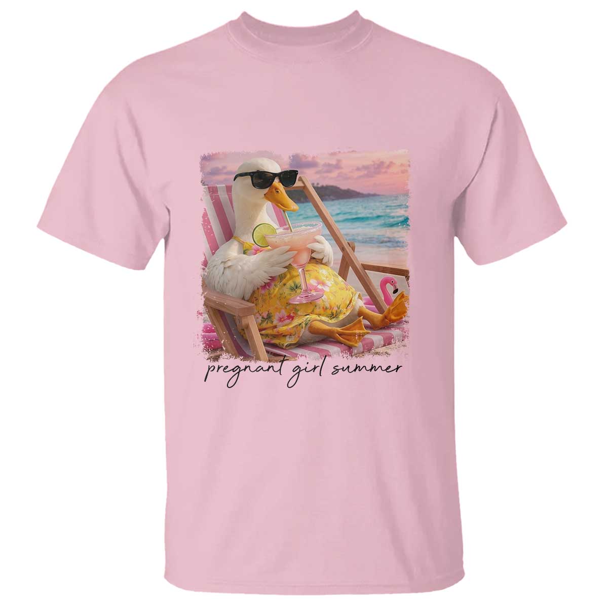 Pregnant Girl Summer Goose Mom T Shirt Funny Pregnancy Announcement TS14 Light Pink Print Your Wear