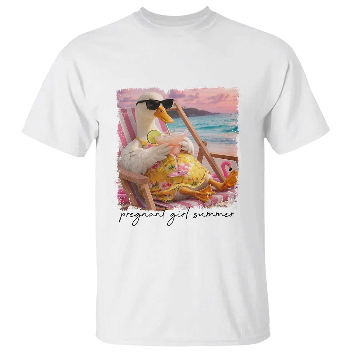 Pregnant Girl Summer Goose Mom T Shirt Funny Pregnancy Announcement TS14 White Print Your Wear