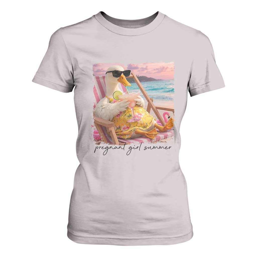 Pregnant Girl Summer Goose Mom T Shirt For Women Funny Pregnancy Announcement TS14 Ice Gray Print Your Wear