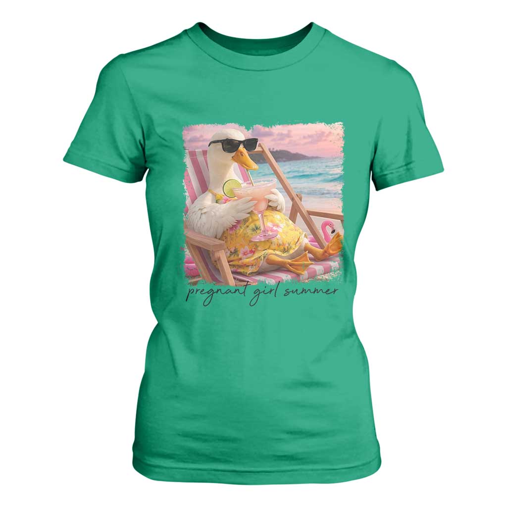 Pregnant Girl Summer Goose Mom T Shirt For Women Funny Pregnancy Announcement TS14 Irish Green Print Your Wear