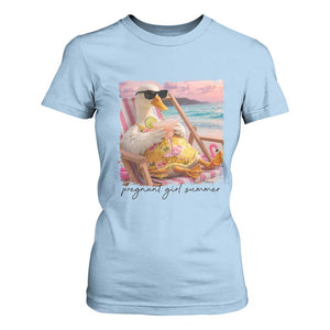 Pregnant Girl Summer Goose Mom T Shirt For Women Funny Pregnancy Announcement TS14 Light Blue Print Your Wear
