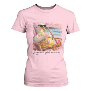 Pregnant Girl Summer Goose Mom T Shirt For Women Funny Pregnancy Announcement TS14 Light Pink Print Your Wear