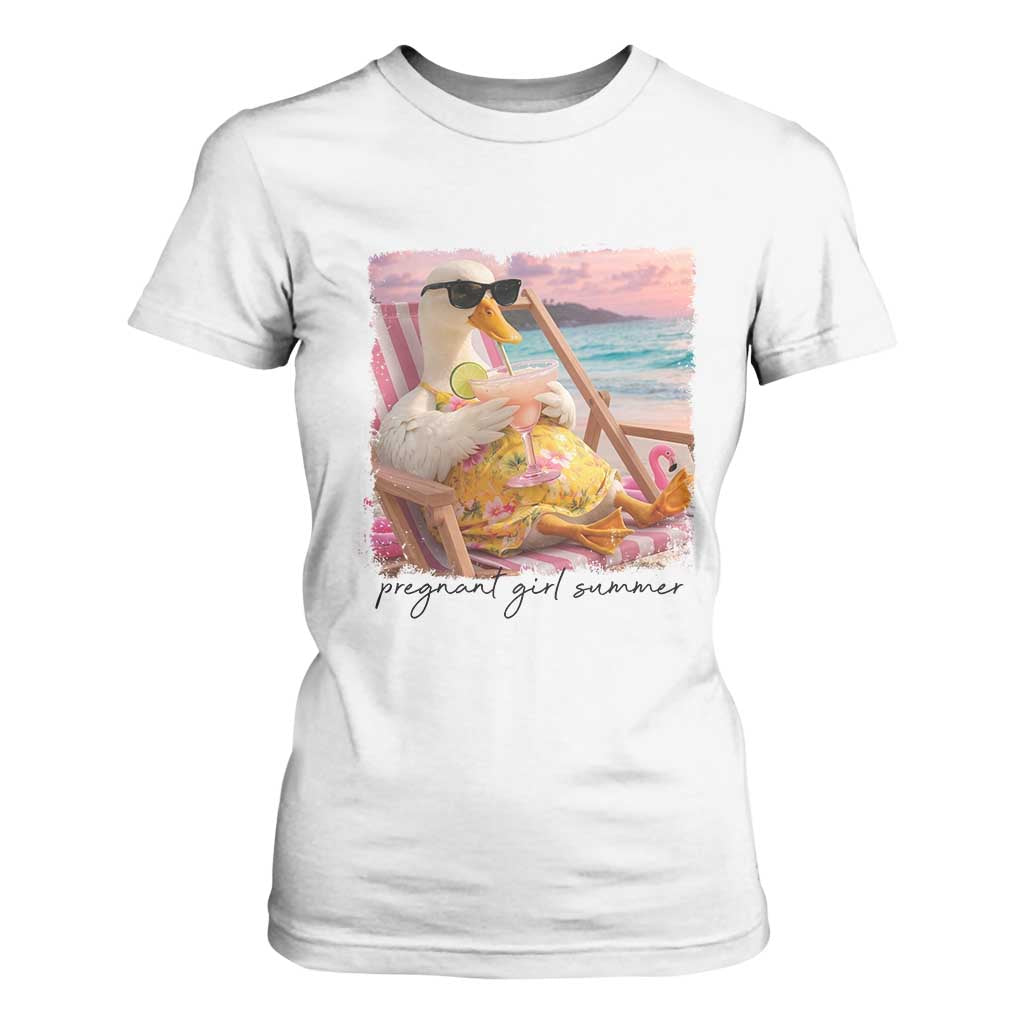 Pregnant Girl Summer Goose Mom T Shirt For Women Funny Pregnancy Announcement TS14 White Print Your Wear