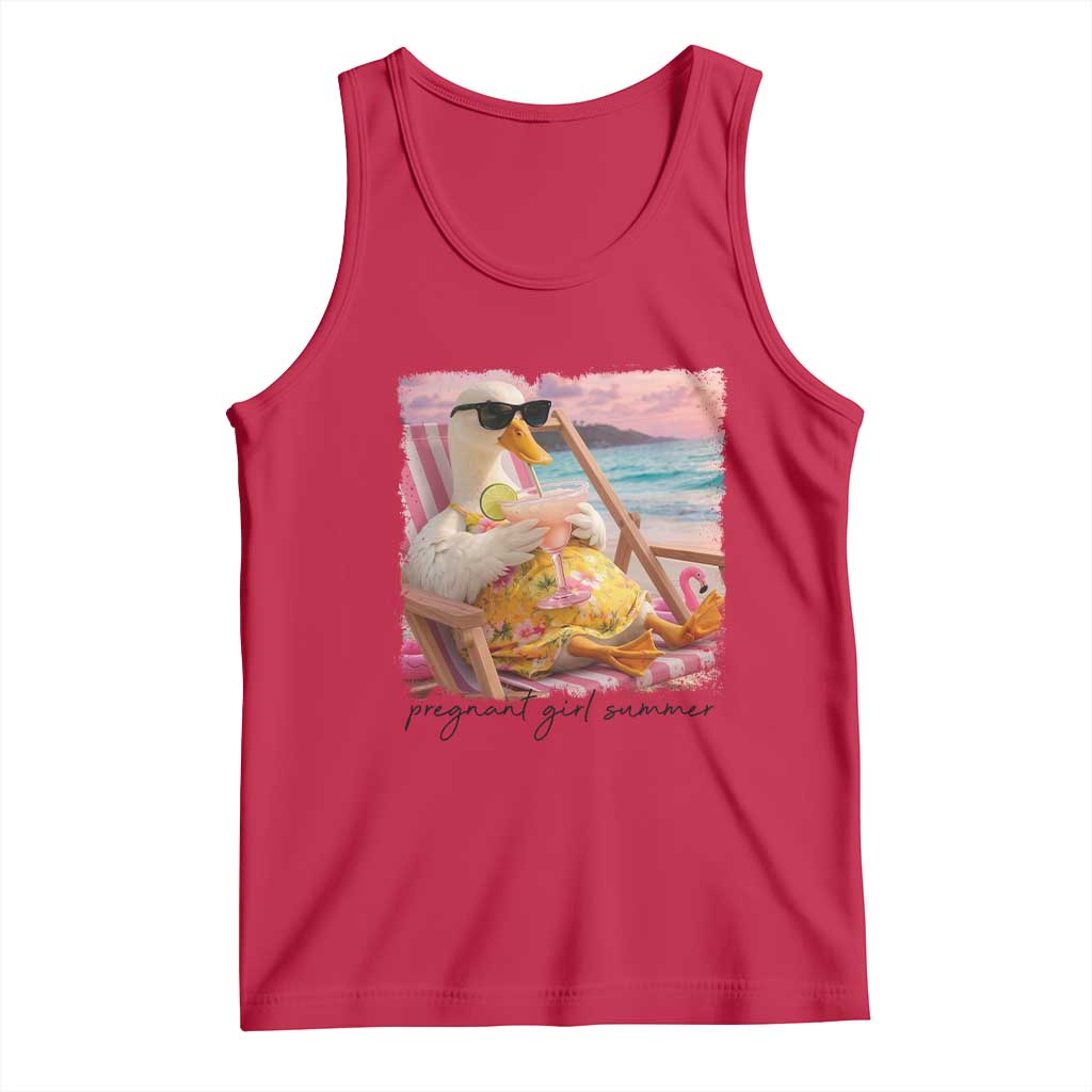 Pregnant Girl Summer Goose Mom Tank Top Funny Pregnancy Announcement TS14 Red Print Your Wear
