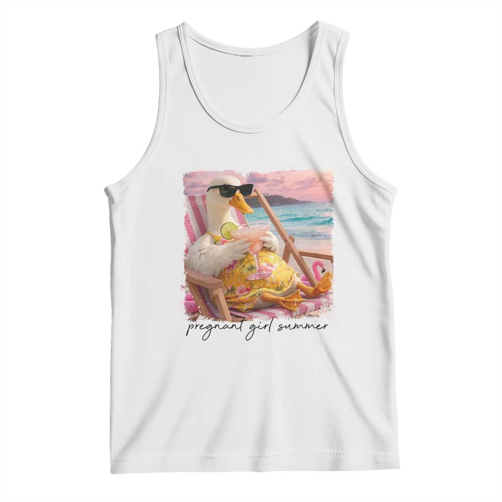 Pregnant Girl Summer Goose Mom Tank Top Funny Pregnancy Announcement TS14 White Print Your Wear