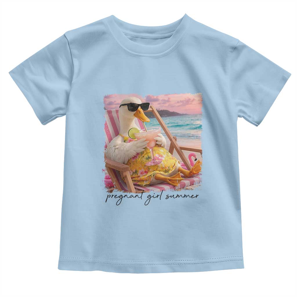 Pregnant Girl Summer Goose Mom Toddler T Shirt Funny Pregnancy Announcement TS14 Light Blue Print Your Wear