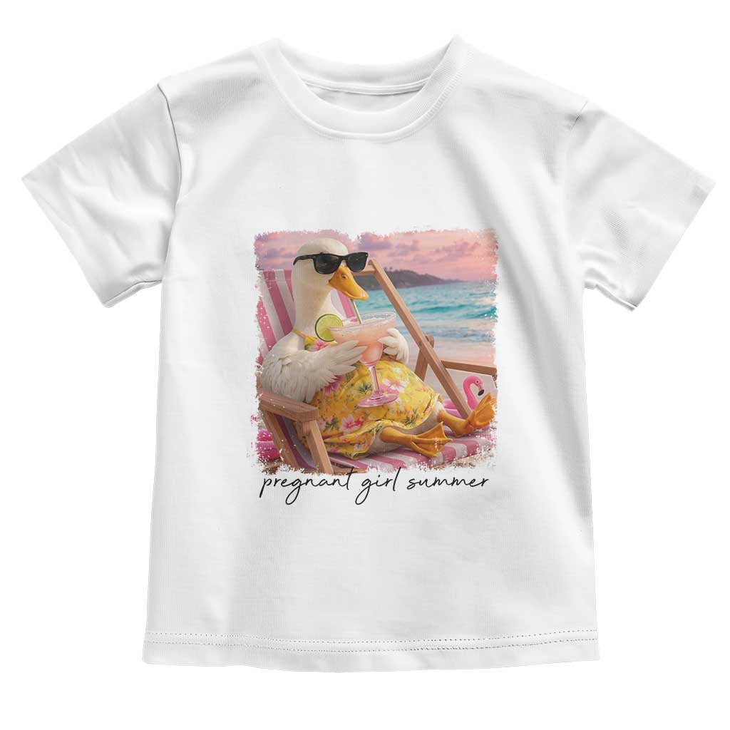 Pregnant Girl Summer Goose Mom Toddler T Shirt Funny Pregnancy Announcement TS14 White Print Your Wear