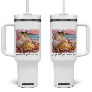 Pregnant Girl Summer Goose Mom Tumbler With Handle Funny Pregnancy Announcement TS14 One Size: 40 oz White Print Your Wear