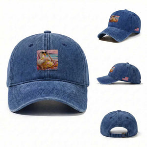 Pregnant Girl Summer Goose Mom Washed Cotton Baseball Cap Funny Pregnancy Announcement TS14 Washed Cap Universal Fit Royal Blue Print Your Wear