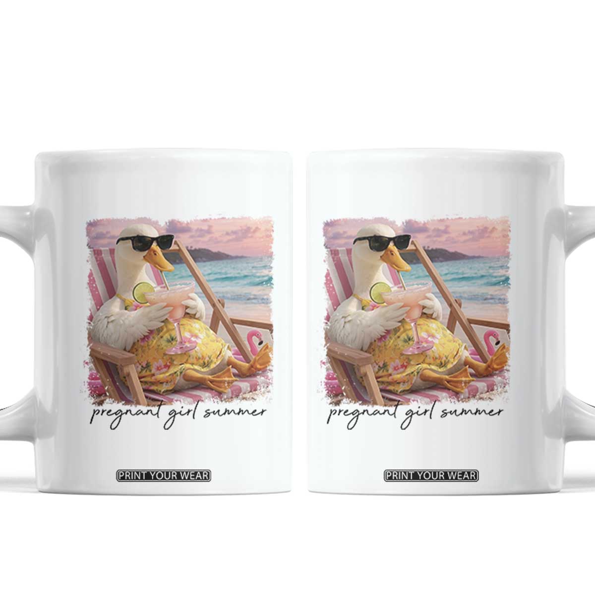 Pregnant Girl Summer Goose Mom Coffee Mug Funny Pregnancy Announcement TS14 White Print Your Wear