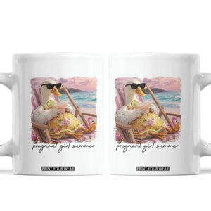 Pregnant Girl Summer Goose Mom Coffee Mug Funny Pregnancy Announcement TS14 White Print Your Wear