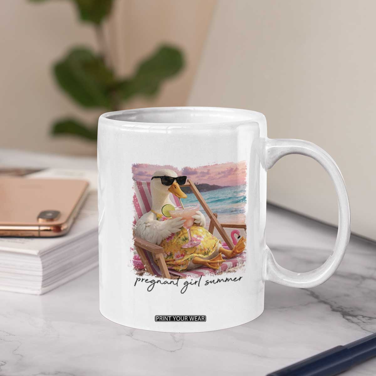 Pregnant Girl Summer Goose Mom Coffee Mug Funny Pregnancy Announcement TS14 Print Your Wear