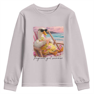 Pregnant Girl Summer Goose Mom Youth Sweatshirt Funny Pregnancy Announcement TS14 Ice Gray Print Your Wear