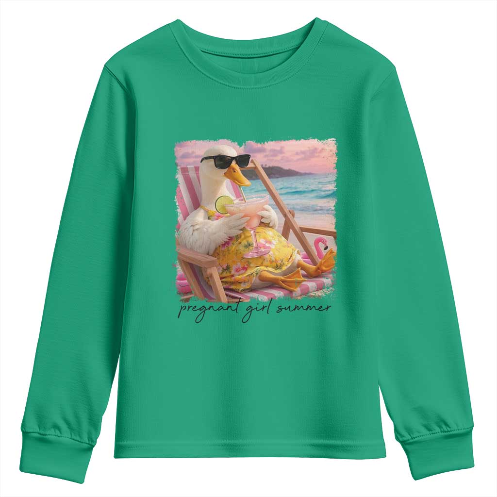 Pregnant Girl Summer Goose Mom Youth Sweatshirt Funny Pregnancy Announcement TS14 Irish Green Print Your Wear