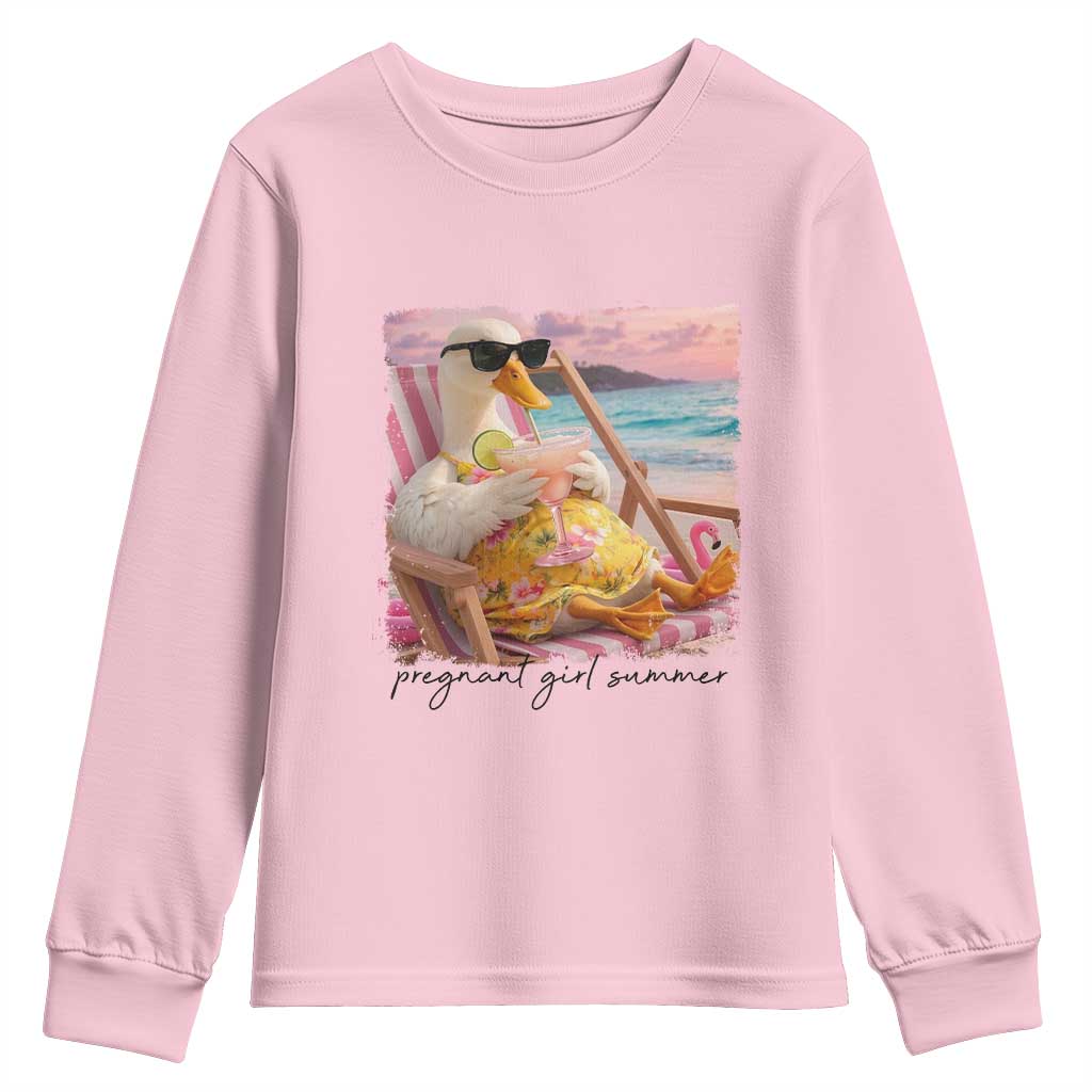 Pregnant Girl Summer Goose Mom Youth Sweatshirt Funny Pregnancy Announcement TS14 Light Pink Print Your Wear
