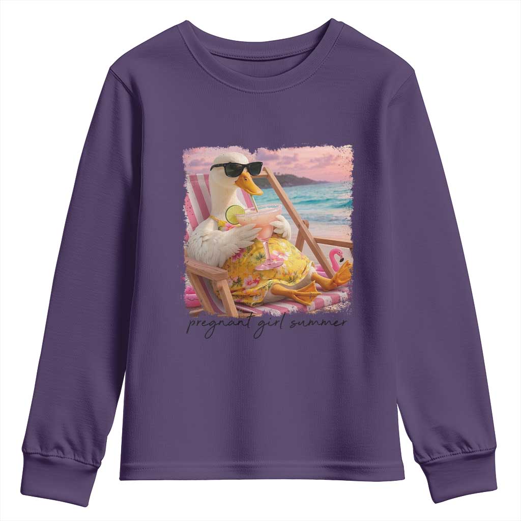 Pregnant Girl Summer Goose Mom Youth Sweatshirt Funny Pregnancy Announcement TS14 Purple Print Your Wear
