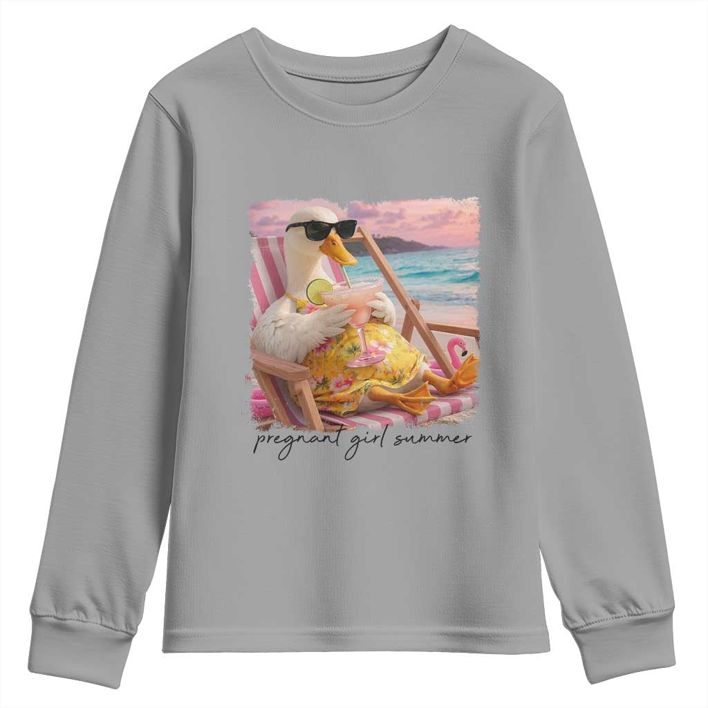 Pregnant Girl Summer Goose Mom Youth Sweatshirt Funny Pregnancy Announcement TS14 Sport Gray Print Your Wear