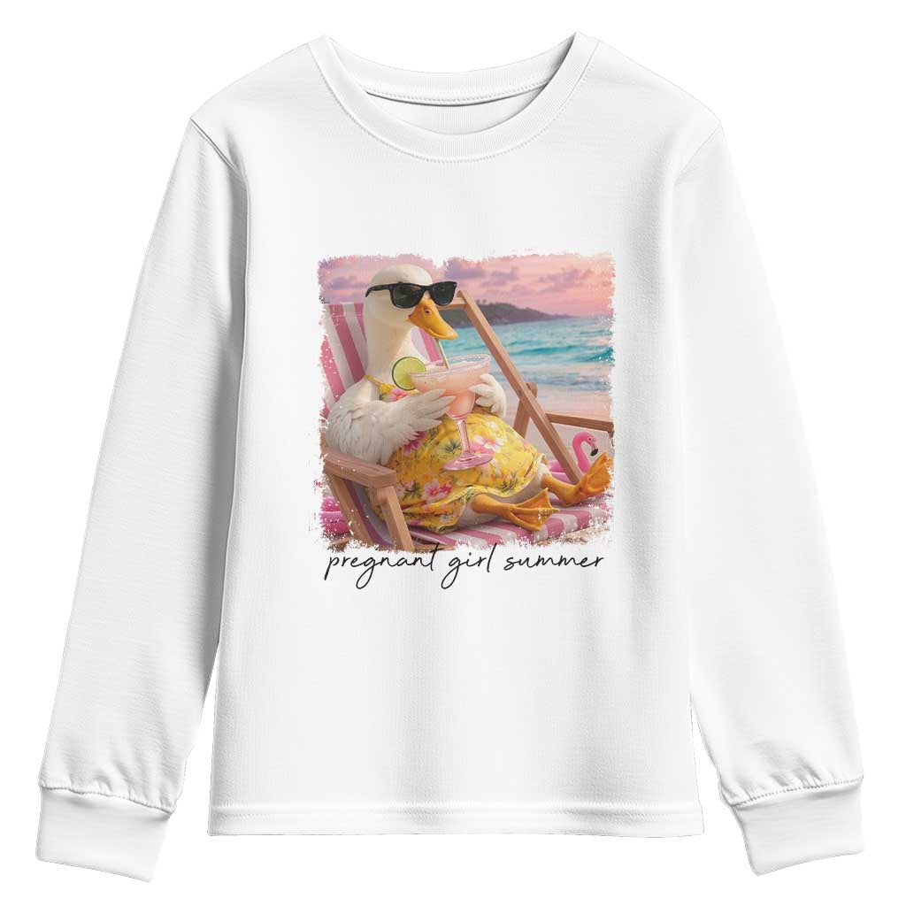 Pregnant Girl Summer Goose Mom Youth Sweatshirt Funny Pregnancy Announcement TS14 White Print Your Wear