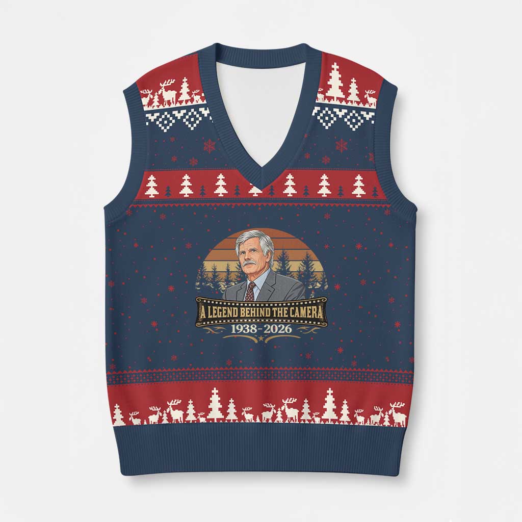 Media Mogul Turner Memorial V-Neck Knit Sweater Vest A Legend Behind The Camera TS14 Navy Red Print Your Wear