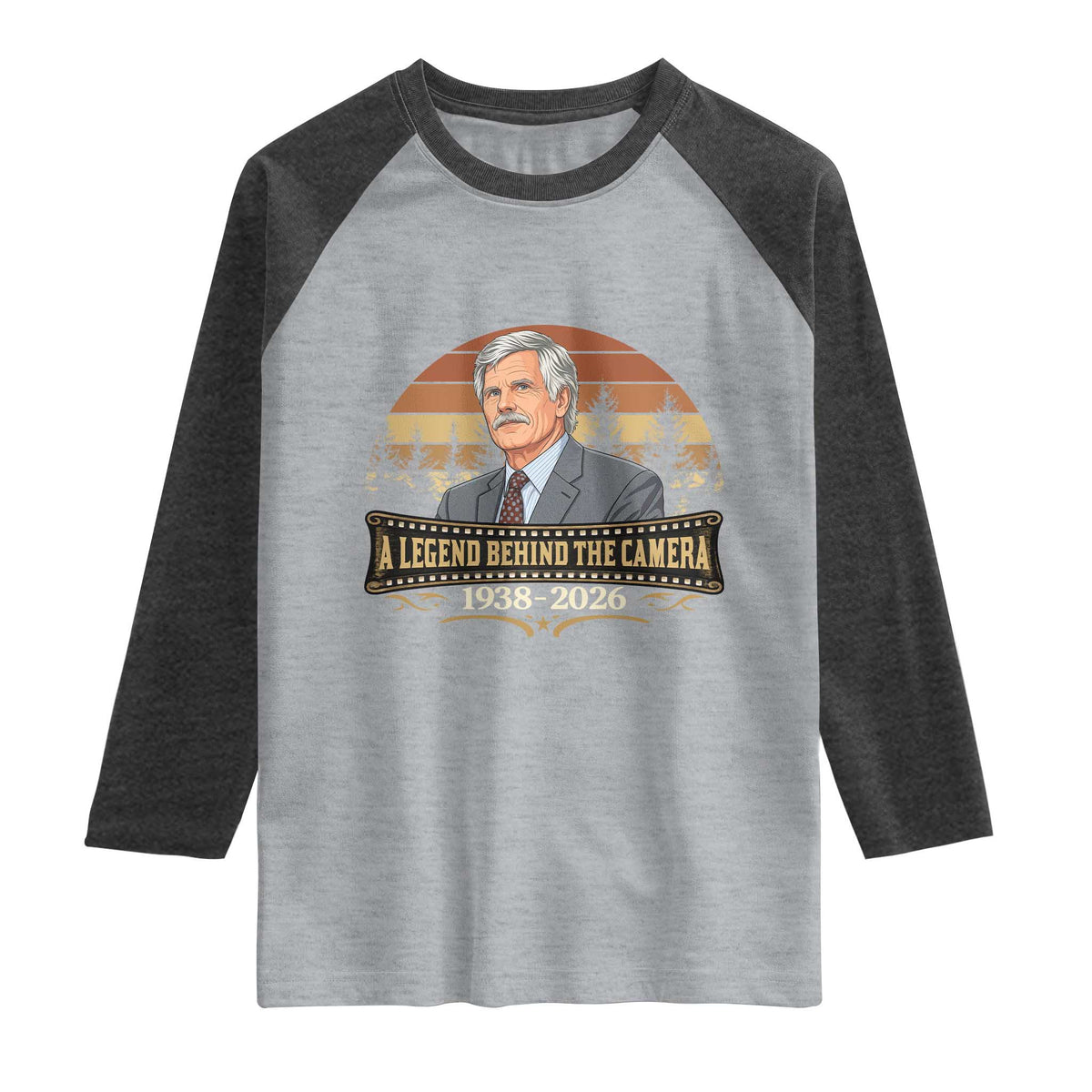 Media Mogul Turner Memorial Raglan Shirt A Legend Behind The Camera TS14 Heather Gray Heather Charcoal Print Your Wear