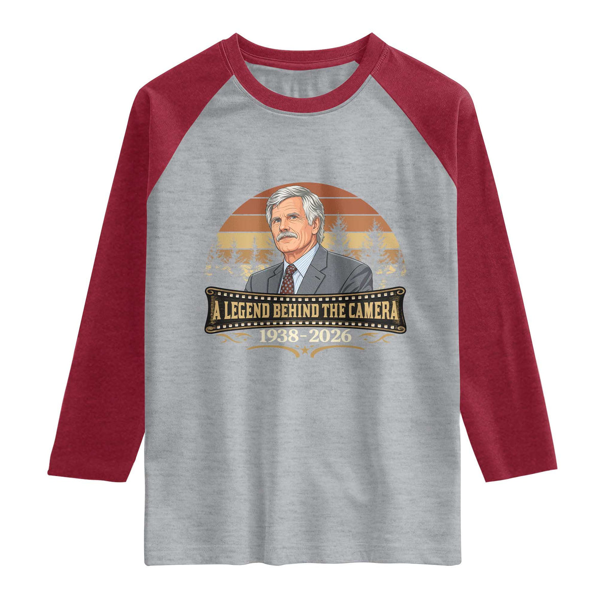 Media Mogul Turner Memorial Raglan Shirt A Legend Behind The Camera TS14 Heather Gray Heather Red Print Your Wear