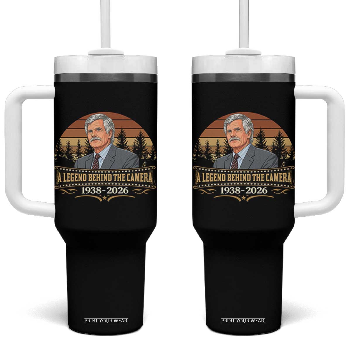 Media Mogul Turner Memorial Tumbler With Handle A Legend Behind The Camera TS14 One Size: 40 oz Black Print Your Wear