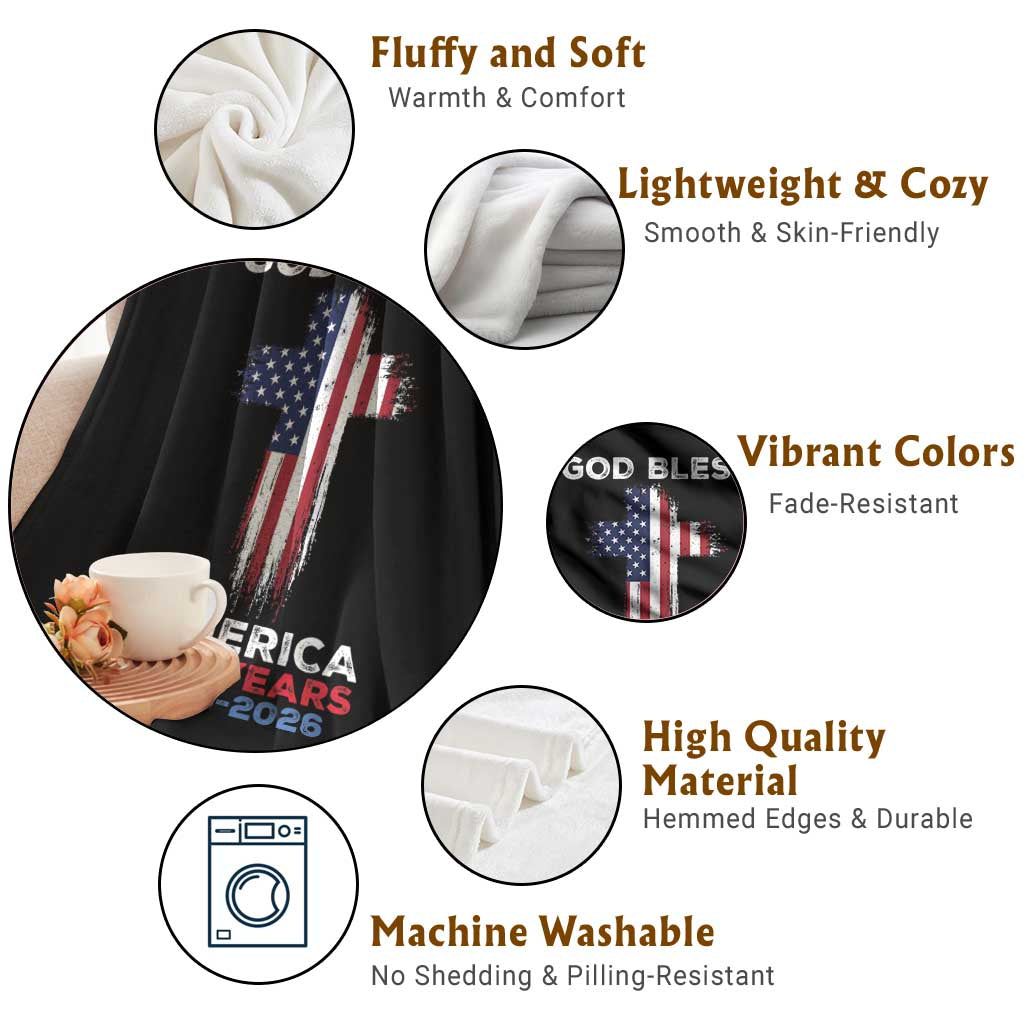 God Bless America 250 Years 1776-2026 Throw Blanket Christian Cross Flag TS14 Print Your Wear