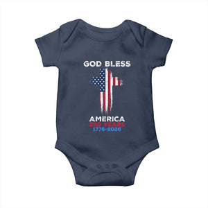 God Bless America 250 Years 1776-2026 Baby Onesie Christian Cross Flag TS14 Navy Print Your Wear