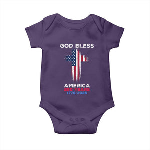 God Bless America 250 Years 1776-2026 Baby Onesie Christian Cross Flag TS14 Purple Print Your Wear
