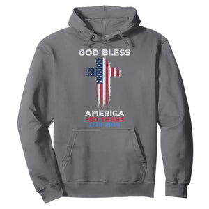 God Bless America 250 Years 1776-2026 Hoodie Christian Cross Flag TS14 Charcoal Print Your Wear