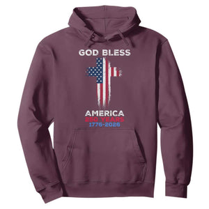 God Bless America 250 Years 1776-2026 Hoodie Christian Cross Flag TS14 Maroon Print Your Wear