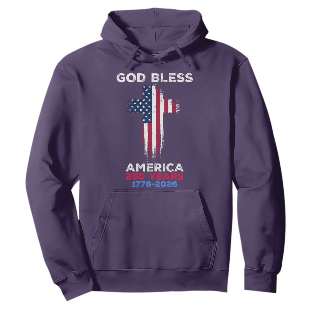 God Bless America 250 Years 1776-2026 Hoodie Christian Cross Flag TS14 Purple Print Your Wear