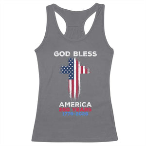 God Bless America 250 Years 1776-2026 Racerback Tank Top Christian Cross Flag TS14 Charcoal Print Your Wear