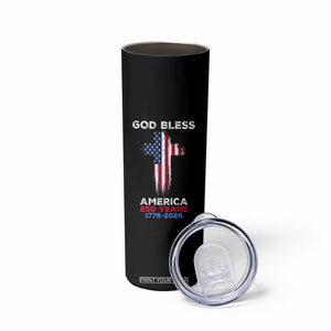 God Bless America 250 Years 1776-2026 Skinny Tumbler Christian Cross Flag TS14 Print Your Wear