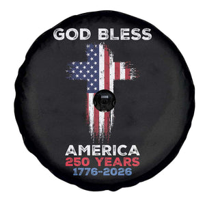 God Bless America 250 Years 1776-2026 Spare Tire Cover Christian Cross Flag TS14 Print Your Wear