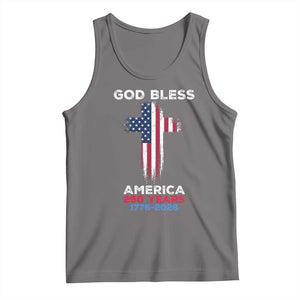 God Bless America 250 Years 1776-2026 Tank Top Christian Cross Flag TS14 Deep Heather Print Your Wear