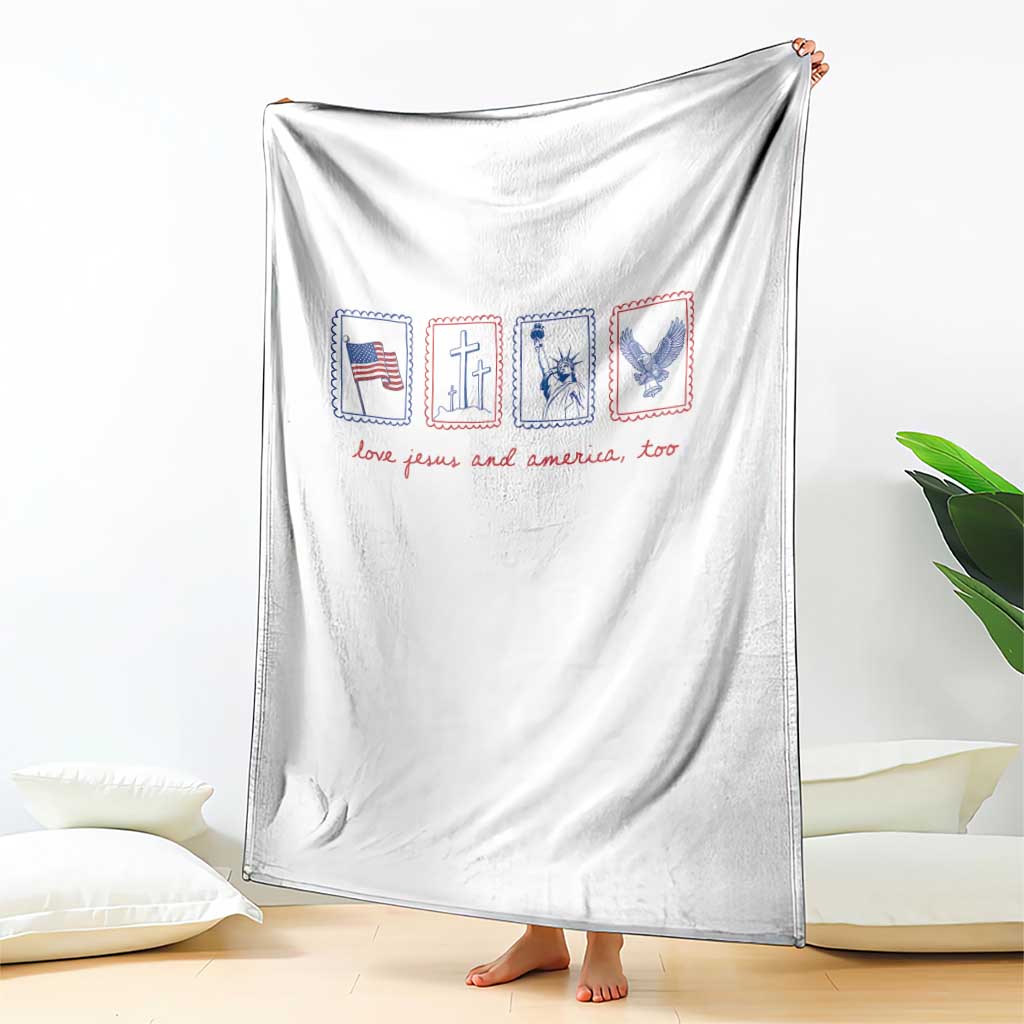 Loves Jesus and America Too Throw Blanket 4th of July Christian TS14 Print Your Wear