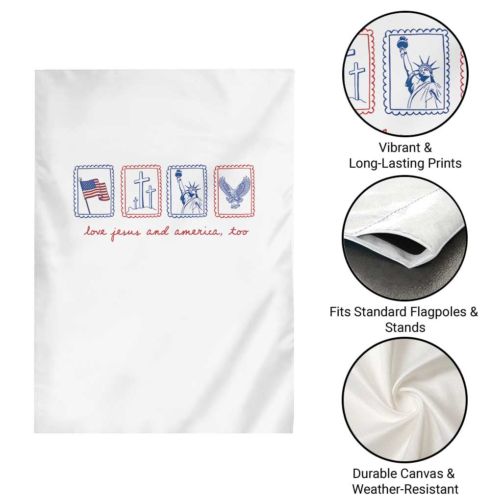 Loves Jesus and America Too Garden Flag 4th of July Christian TS14 Print Your Wear