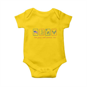 Loves Jesus and America Too Baby Onesie 4th of July Christian TS14 Daisy Print Your Wear
