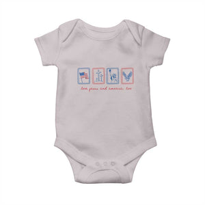 Loves Jesus and America Too Baby Onesie 4th of July Christian TS14 Ice Gray Print Your Wear