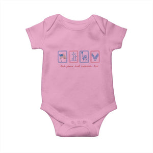 Loves Jesus and America Too Baby Onesie 4th of July Christian TS14 Light Pink Print Your Wear
